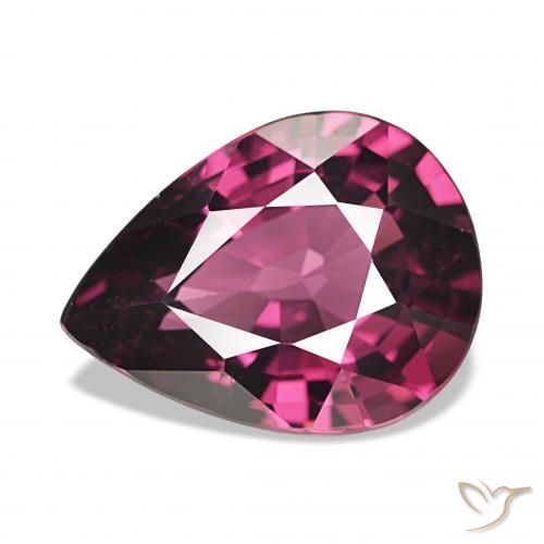 Grenat Rhodolite Medium Dark-Purple naturelle En forme de poire, 4.29 ct, VS