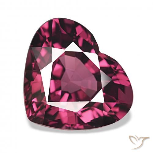 Grenat Rhodolite Violet foncé naturelle Cœur, 4.22 ct, VS