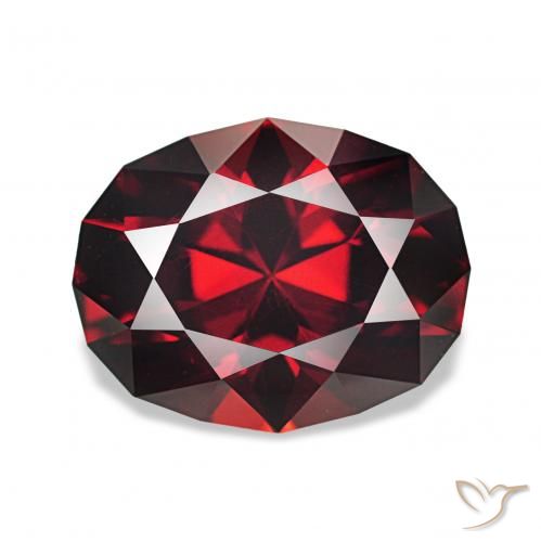 Grenat Rhodolite Rouge foncé naturelle ovale, 2.56 ct, VVS