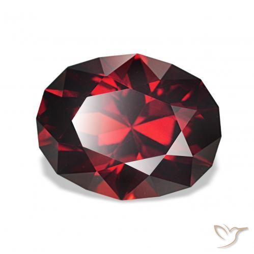 Grenat Rhodolite Rouge foncé naturelle ovale, 2.56 ct, VVS