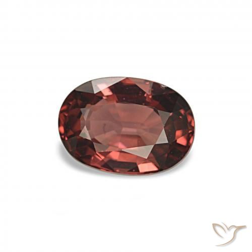 Grenat Rhodolite Rouge brique profond naturelle Coupe ovale, 1.10 ct, VS