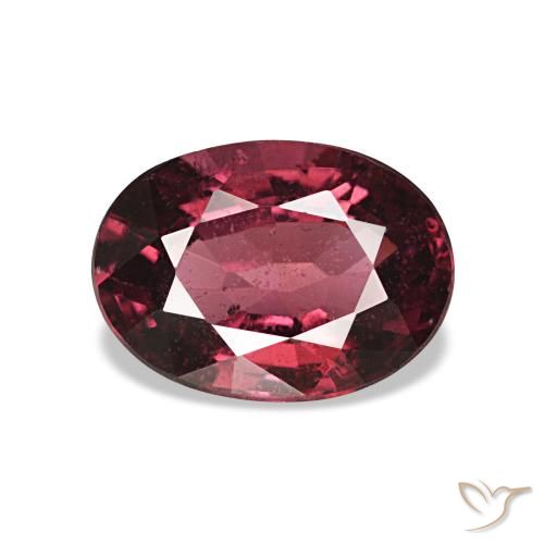 Grenat rhodolite rouge naturelle coupe ovale, 1,01 ct, VS