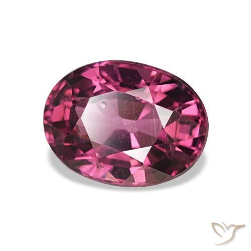 Grenat rhodolite rouge naturelle coupe ovale, 1,25 ct, VS-SI