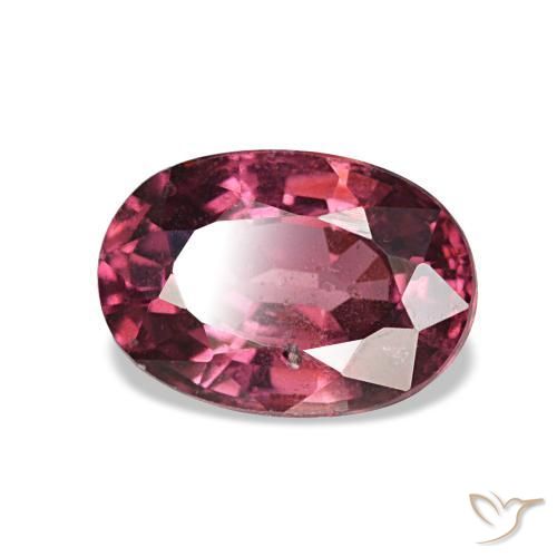Grenat rhodolite rouge naturelle coupe ovale, 1,23 ct, VS-SI