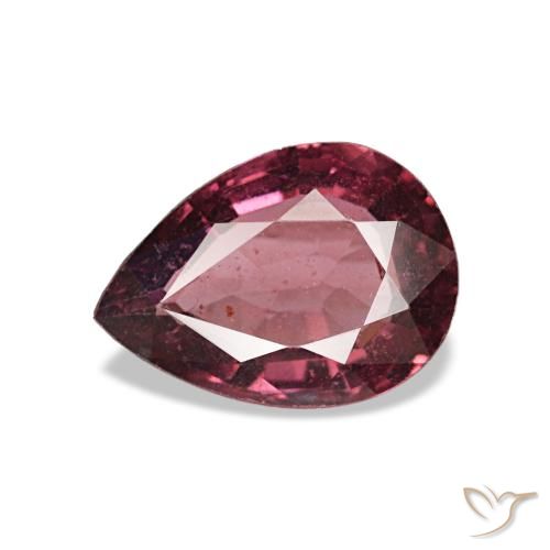 Grenat rhodolite rouge naturelle en forme de poire, 0,80 ct, VS