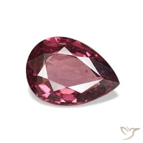 Grenat rhodolite rouge naturelle en forme de poire, 0,80 ct, VS