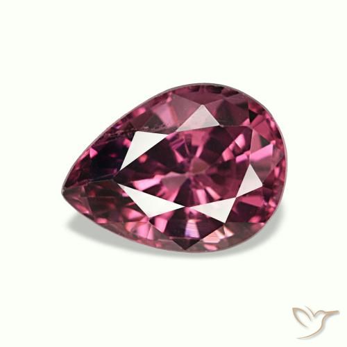 Grenat rhodolite pourpre de 0,90 ct, en forme de poire, VS