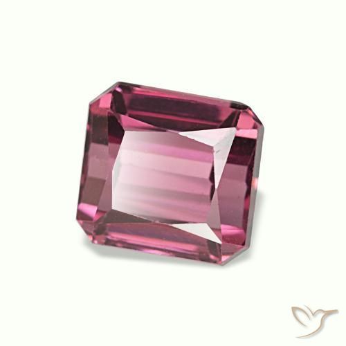Grenat rhodolite pourpre naturelle taille émeraude, 1,40 ct, VVS-VS