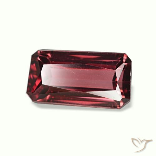 Grenat rhodolite rouge naturelle taille émeraude, 1,23 ct, VS