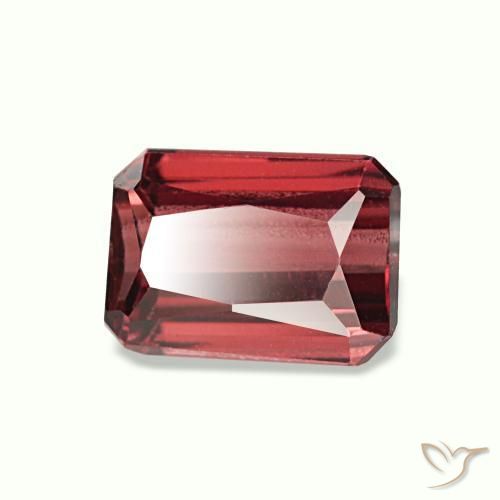 Grenat rhodolite rouge naturelle taille émeraude, 0,92 ct, VVS-VS