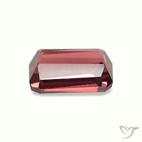 Grenat rhodolite rouge naturelle taille émeraude, 0,92 ct, VVS-VS