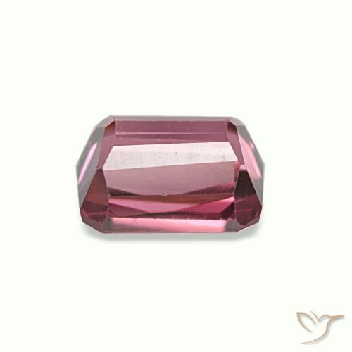 Grenat rhodolite rouge naturelle taille émeraude, 0,86 ct, VVS-VS