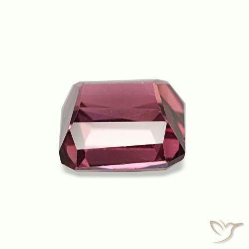 Grenat rhodolite rouge naturelle taille émeraude, 1,24 ct, VVS-VS