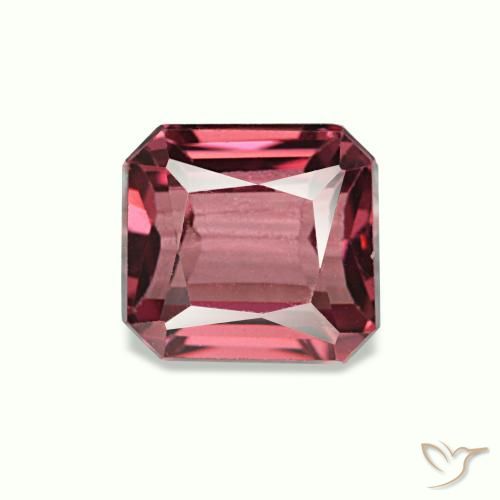 Grenat rhodolite rouge naturelle taille émeraude, 1,18 ct, VVS-VS