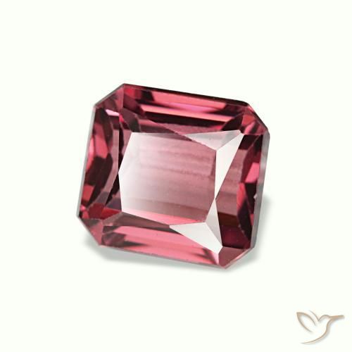 Grenat rhodolite rouge naturelle taille émeraude, 1,18 ct, VVS-VS