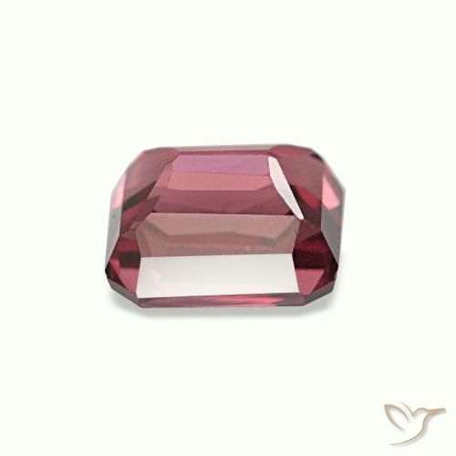 Grenat rhodolite rouge naturelle taille émeraude, 1,18 ct, VVS-VS