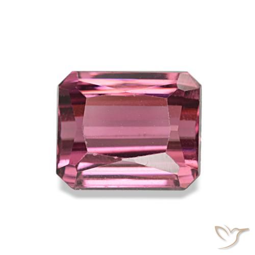 Grenat rhodolite rose naturelle taille émeraude, 1,18 ct, VS