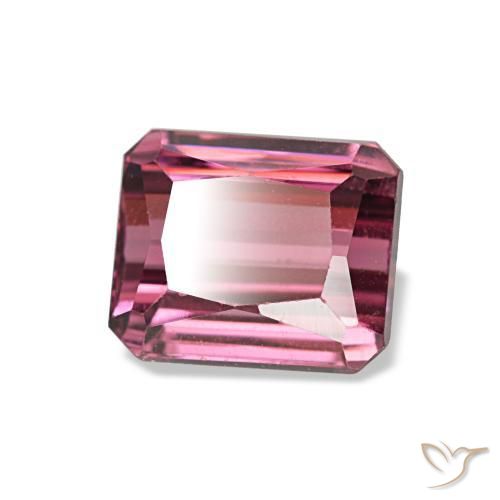 Grenat rhodolite rose naturelle taille émeraude, 1,18 ct, VS