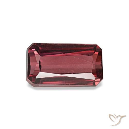 Grenat rhodolite rouge naturelle taille émeraude, 0,99 ct, VS