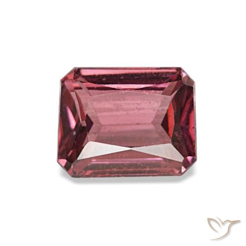Grenat rhodolite rouge de 0,93 ct, taille émeraude, VS
