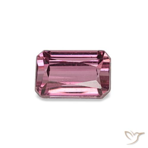 Grenat rhodolite rose de 0,81 ct, taille émeraude, VS