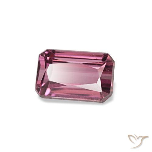 Grenat rhodolite rose naturelle taille émeraude, 0,81 ct, VS