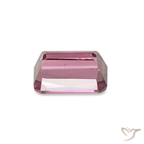 Grenat rhodolite rose naturelle taille émeraude, 0,81 ct, VS
