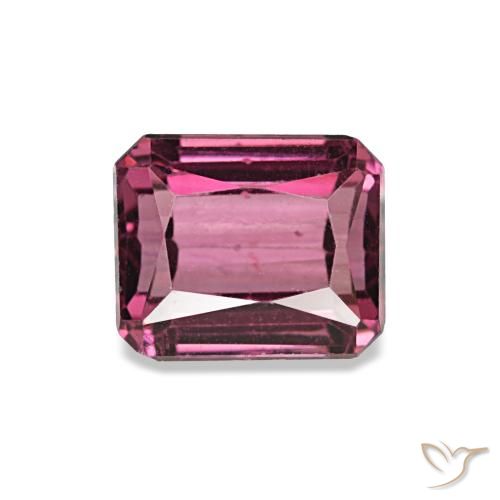 Grenat rhodolite rose naturelle taille émeraude, 1,25 ct, VS