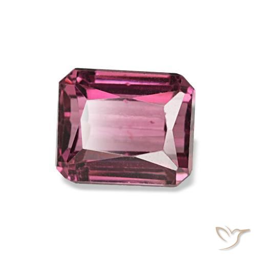 Grenat rhodolite rose naturelle taille émeraude, 1,25 ct, VS