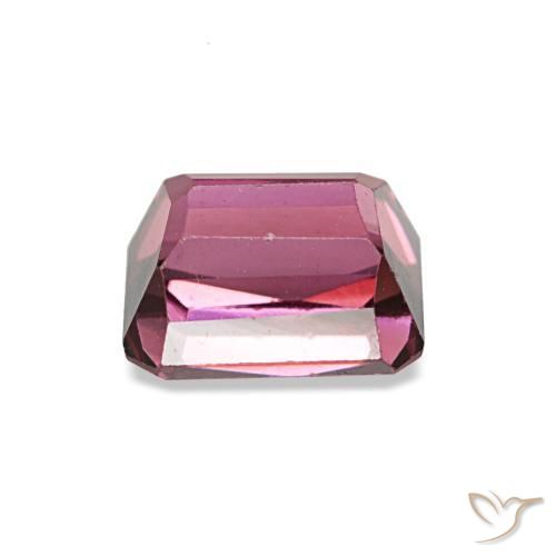 Grenat rhodolite rose naturelle taille émeraude, 1,25 ct, VS