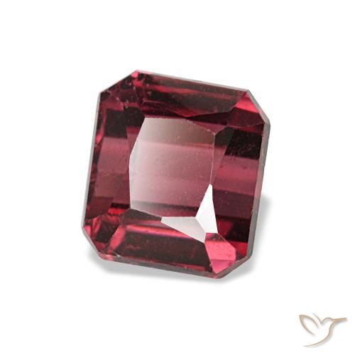 Grenat rhodolite rouge naturelle taille émeraude, 1,44 ct, VS