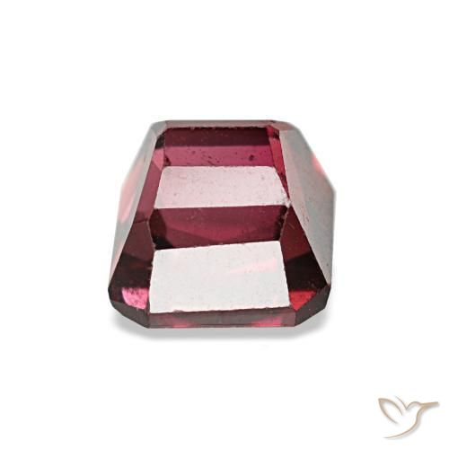 Grenat rhodolite rouge naturelle taille émeraude, 1,44 ct, VS