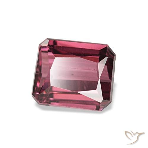Grenat rhodolite rose naturelle taille émeraude, 1,27 ct, VS
