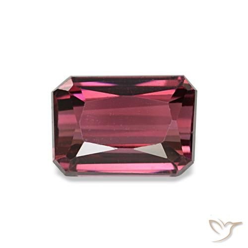 Grenat rhodolite rouge naturelle taille émeraude, 1,44 ct, VVS-VS
