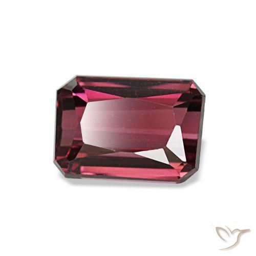 Grenat rhodolite rouge naturelle taille émeraude, 1,44 ct, VVS-VS