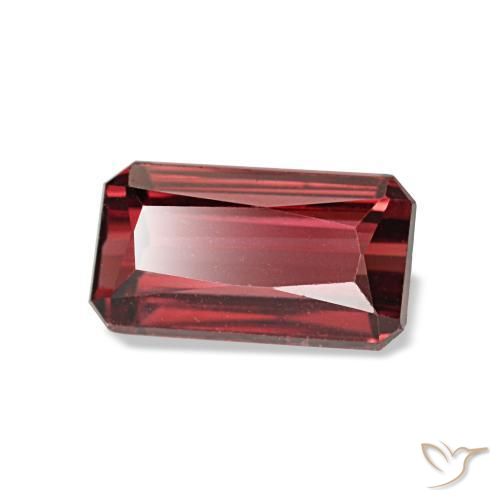 Grenat rhodolite rouge naturelle taille émeraude, 1,45 ct, VVS-VS