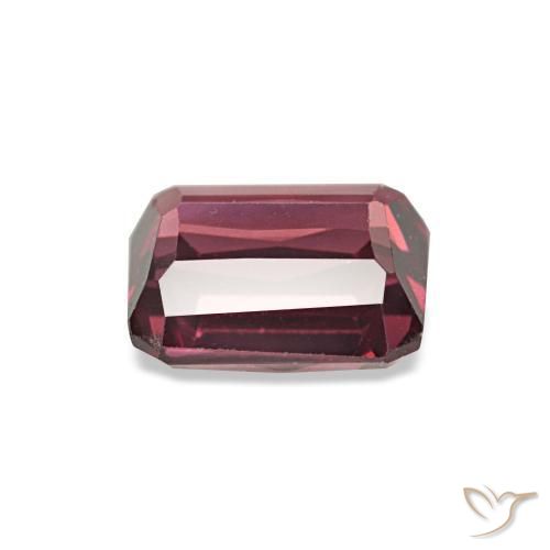 Grenat rhodolite rouge naturelle taille émeraude, 0,93 ct, VVS-VS