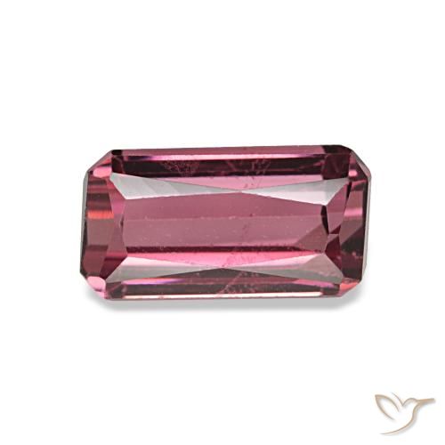 Grenat rhodolite rouge de 1,10 ct, taille émeraude, VS