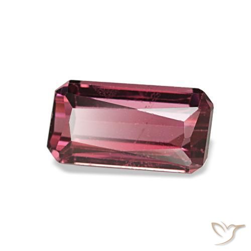 Grenat rhodolite rouge naturelle taille émeraude, 1,10 ct, VS