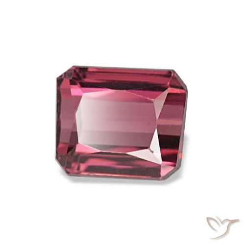 Grenat rhodolite rouge naturelle taille émeraude, 1,39 ct, VVS-VS