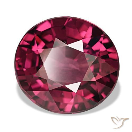 Grenat rhodolite rouge naturelle coupe ovale, 5,33 ct, VVS
