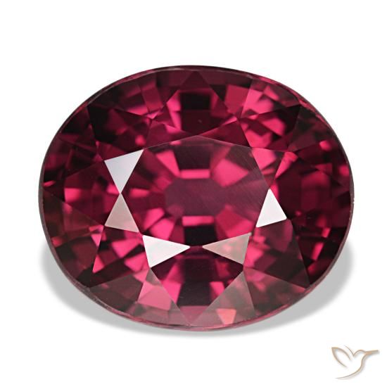Grenat rhodolite rouge naturelle coupe ovale, 5,27 ct, VVS