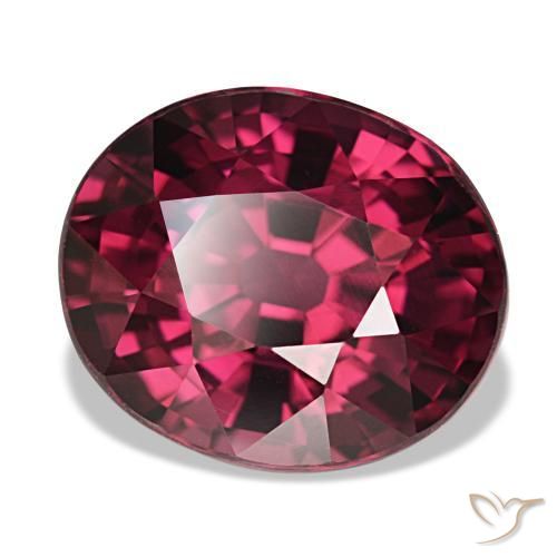 Grenat rhodolite rouge naturelle coupe ovale, 5,27 ct, VVS