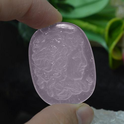 Quartz rose rose naturelle coupe coussin, 63,59 ct, transparent
