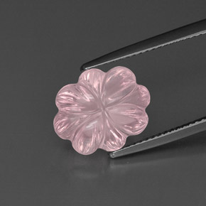Quartz rose rose naturelle taille fleur, 6,33 ct, transparent