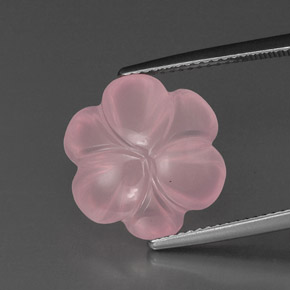 Quartz rose rose naturelle taille fleur, 9,18 ct, transparent
