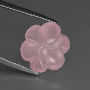 Quartz rose rose naturelle taille fleur, 9,18 ct, transparent