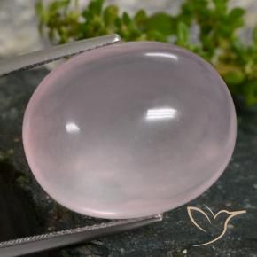 Quartz rose Rose corail naturelle ovale, 35.16 ct, Translucide