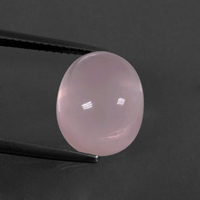 Quartz rose rose naturelle coupe ovale, 6,41 ct, transparent