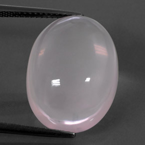 Quartz rose rose naturelle coupe ovale, 17,53 ct, transparent